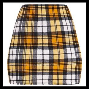 Pretty Little Thing Yellow Plaid Mini Skirt